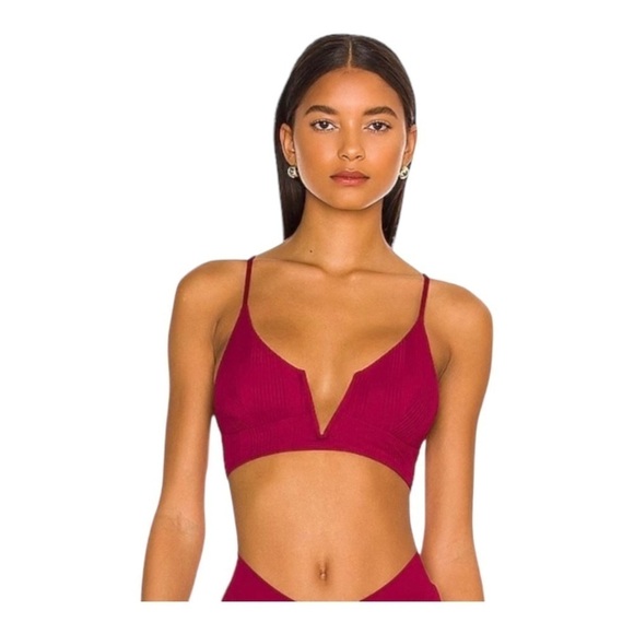 L*Space Pointelle Rib Siren Bikini Top - Cabernet NWOT - Picture 7 of 8